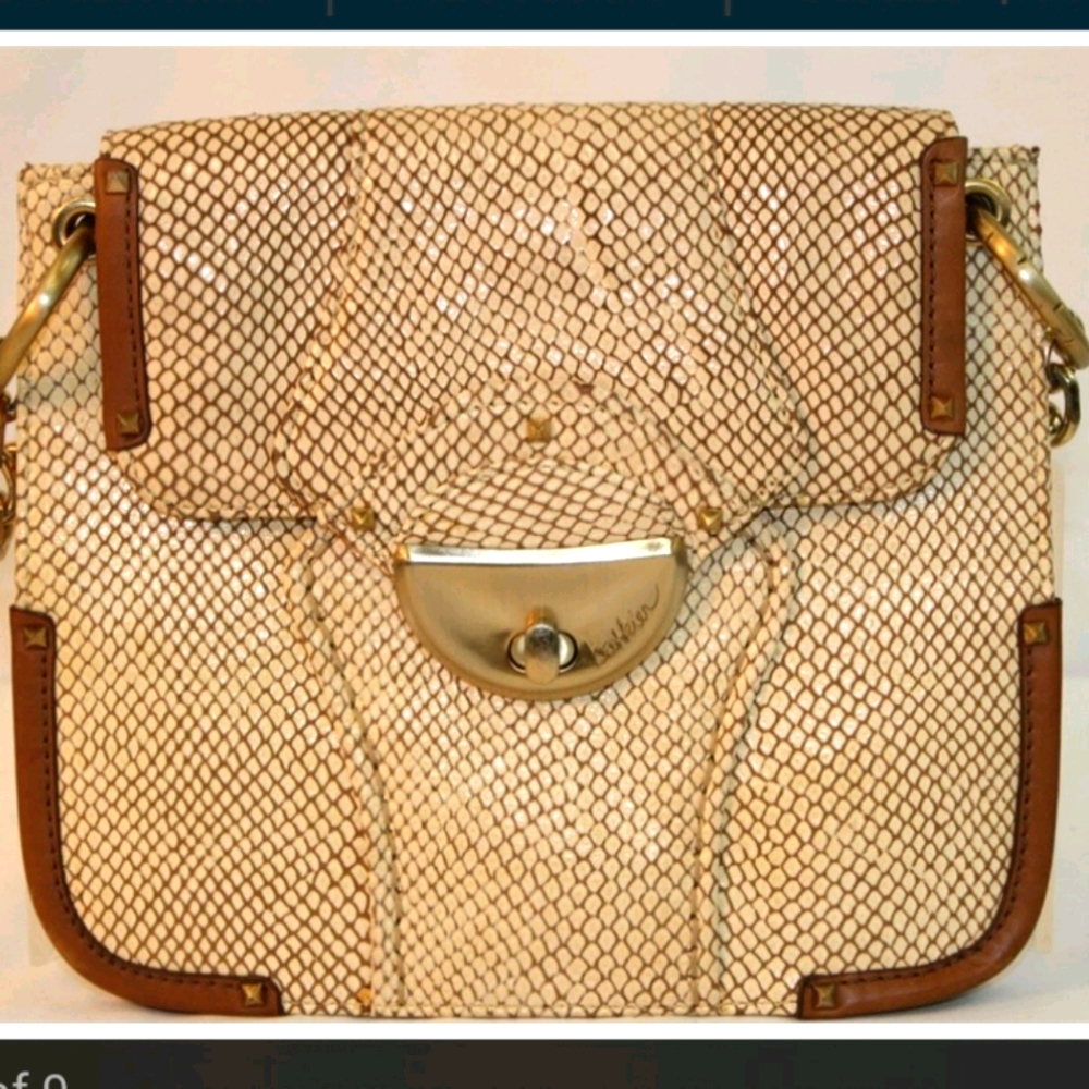 Boktier Beige Leather Scale Clutch Bag